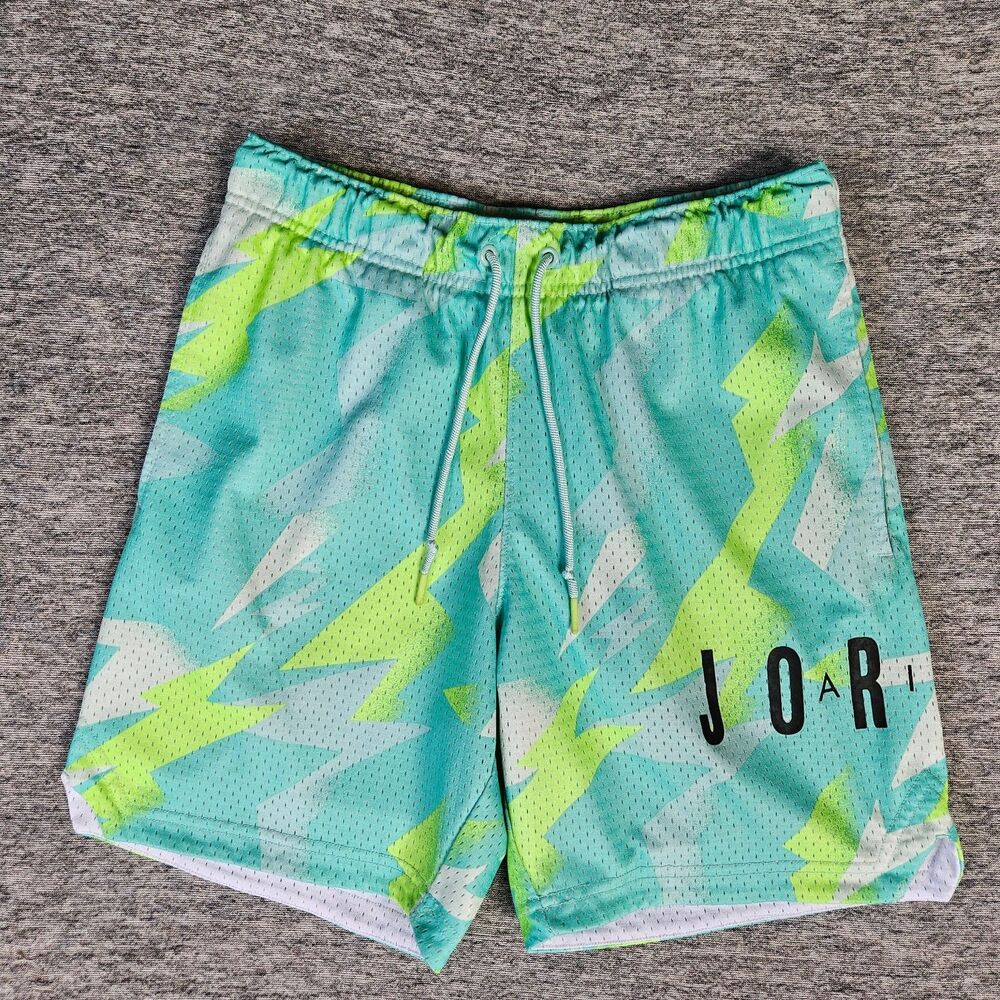 AIR JORDAN Shorts Men's XS Green Jumpman Air Mesh Sunset Pulse Print Basketball